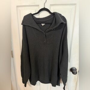 aerie Black Cozy Knit Pullover Sweater